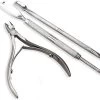 3In1 Metalen Nagel Riem Knipper - Cuticle Pusher Duwer Verwijderaar Trimmer Mesje - Nagel Bokkenpoot - Verzorging Set