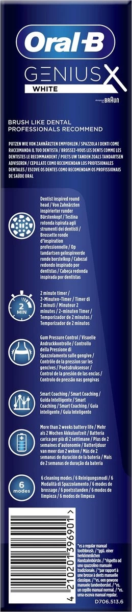 Oral B Oral-B Genius X - Wit - Elektrische Tandenborstel - Ontworpen Door Braun - 1 Handvat En 1 Opzetborstel - Afbeelding 8