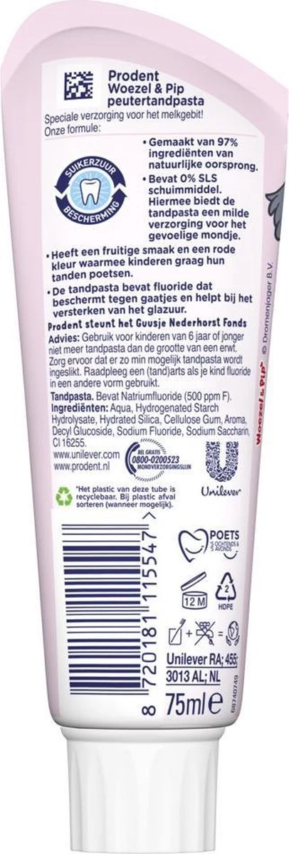 Prodent Kids 0-6 Jaar Woezel & Pip Tandpasta - 12 X 75 Ml - Voordeelverpakking - Afbeelding 4