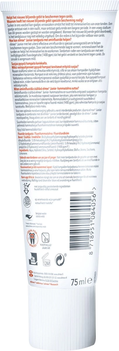 Elmex Junior 5-12 Jaar Kindertandpasta 6 X 75ml - Voordeelverpakking - Afbeelding 7