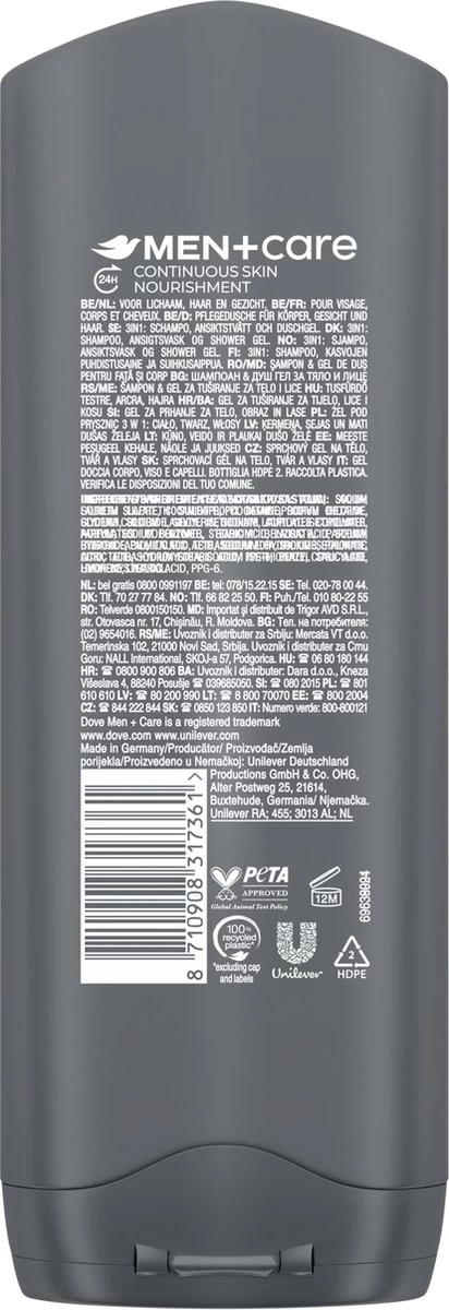 Dove Men+Care Cool Fresh 3-in-1 Douchegel - 6 X 250 Ml - Voordeelverpakking - Afbeelding 3