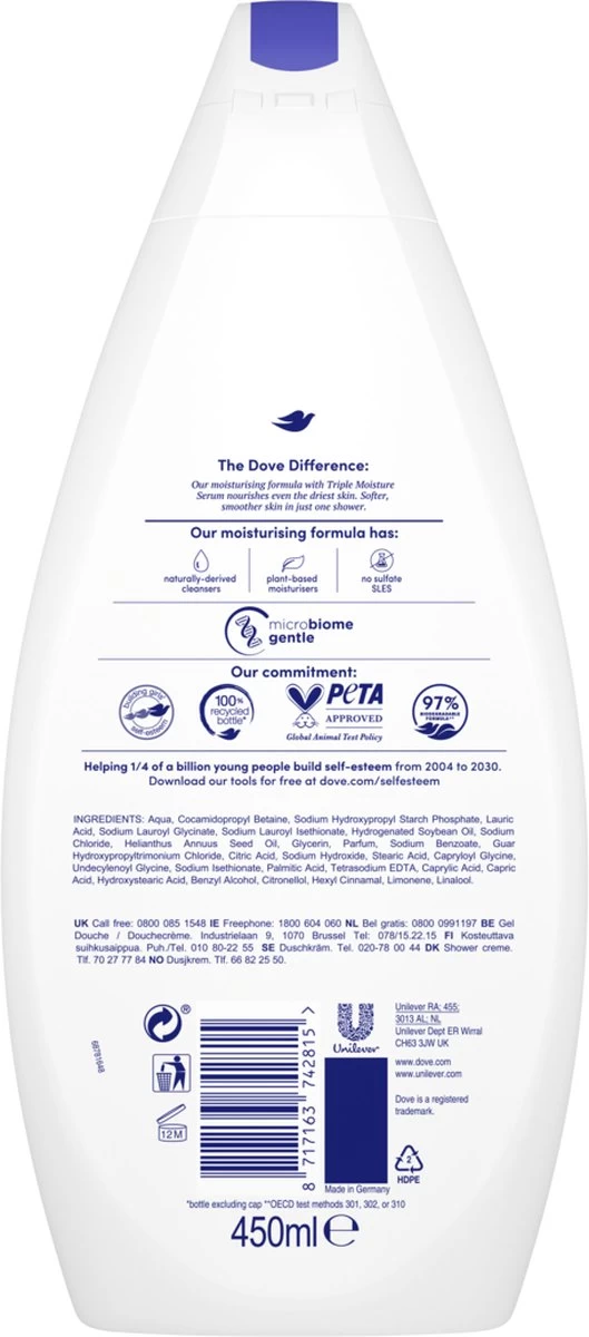 Dove Douchegel Deeply Nourishing - 6 X 450 Ml - Voordeelverpakking - Afbeelding 6