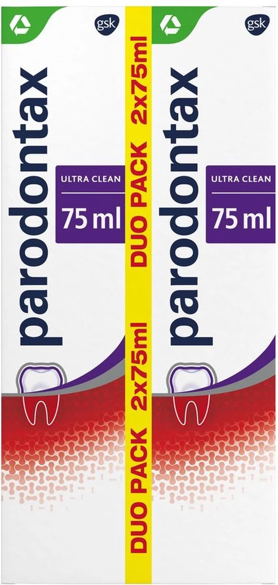 Parodontax Ultra Clean Dagelijkse Tandpasta Tegen Bloedend Tandvlees 2x75 Ml - Afbeelding 3