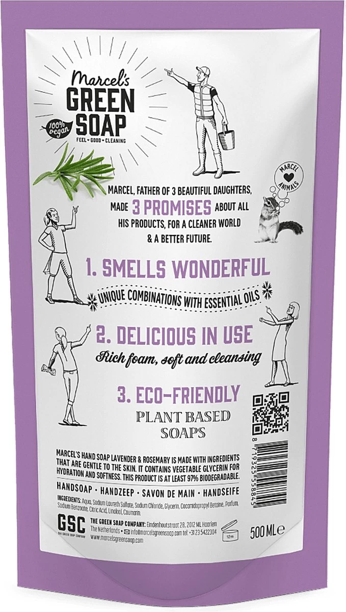 Marcel's Green Soap Handzeep Navulling Lavendel & Rosemarijn - 500 Ml - Afbeelding 2