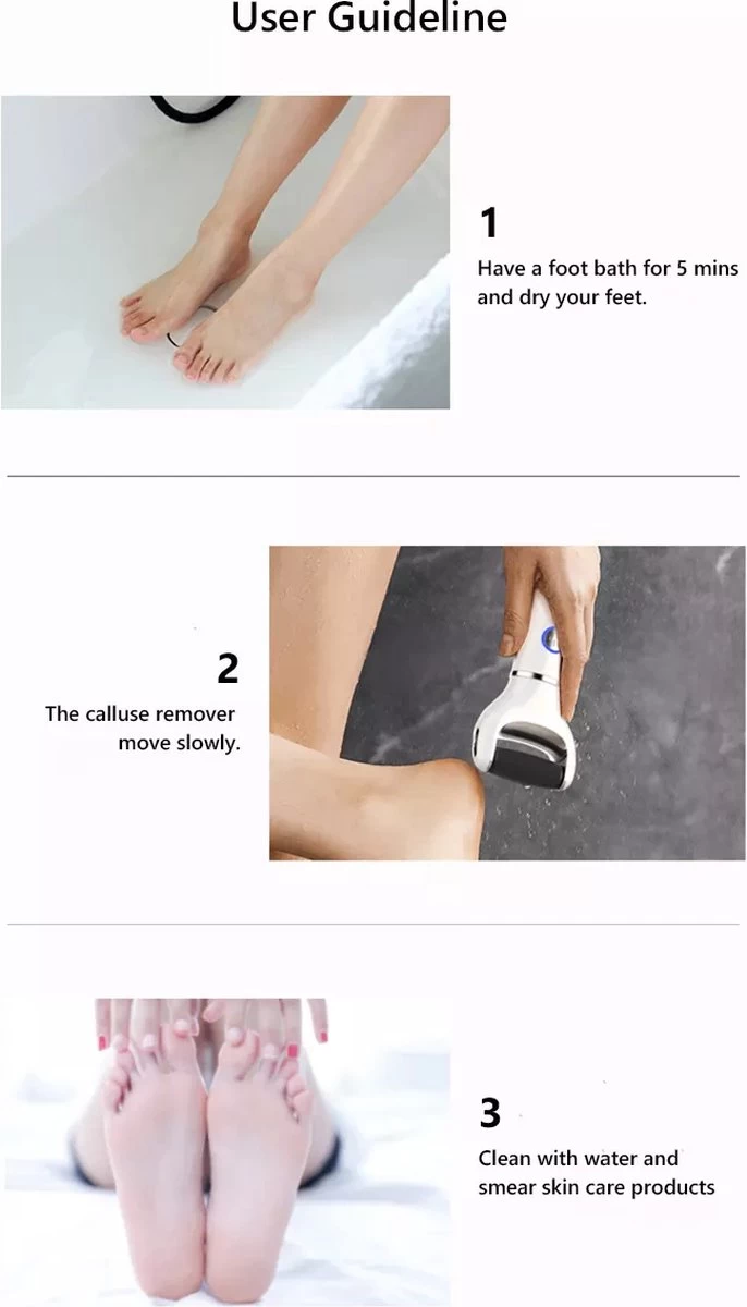 Vastu Eeltverwijderaar - Elektrische Oplaadbare Voetvijl Inclusief Opvangdoekje & Opbergzakje - Callus Remover - Inclusief Extra Opzetvijlen - Afbeelding 10