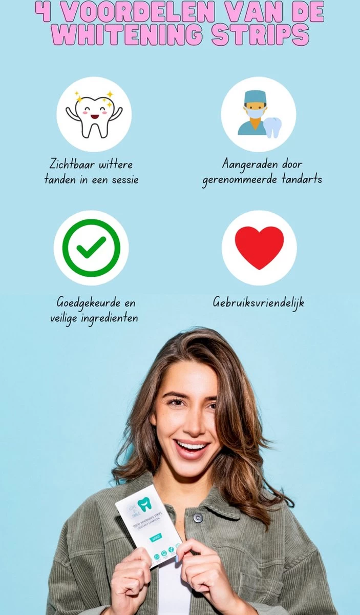 Love2smile PAP+ Premium Strips - Whitening Strips - De Natuurlijke Tandenbleker Van Nederland & België - Goedgekeurde Tandenbleek Strips - Teeth Whitening Strips - Wittere Tanden - Zonder Peroxide - Afbeelding 2