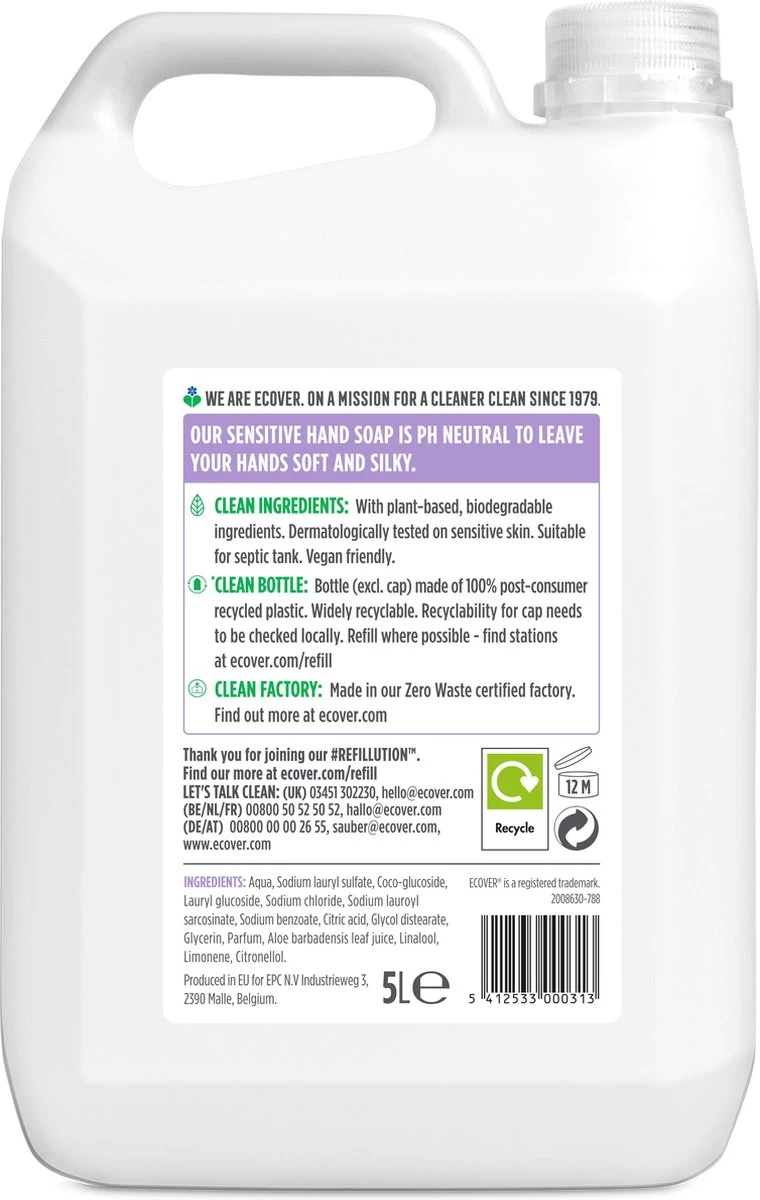 Ecover Handzeep - Lavendel & Aloë Vera - 5L - Afbeelding 4