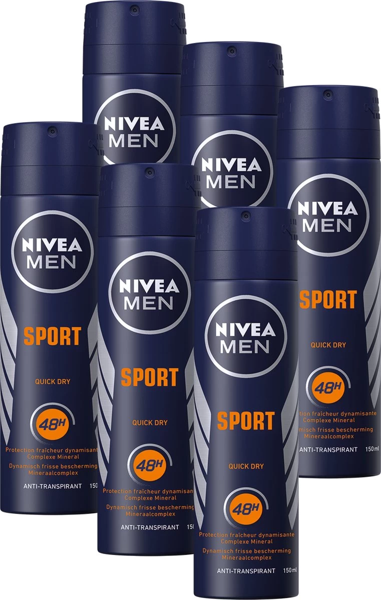 NIVEA MEN Sport - 6 X 150 Ml - Voordeelverpakking - Deodorant Spray