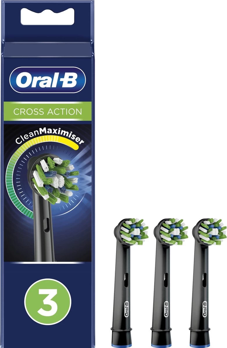 Oral B Oral-B CrossAction - Met CleanMaximiser-technologie - Opzetborstels - Zwart - 3 Stuks