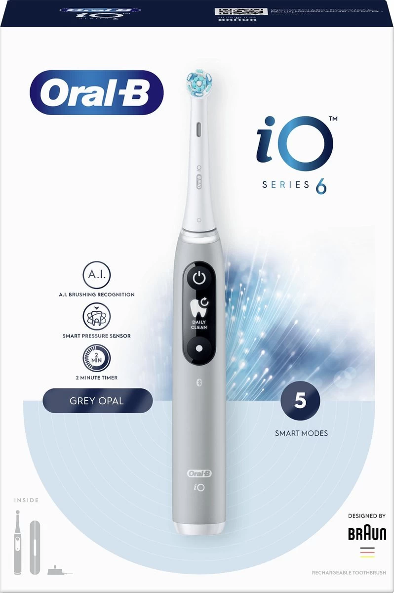 Oral B Oral-B IO - 6 - Opal Grey-Elektrische Tandenborstel Met Revolutionaire Magnetische Technologie Powered By Braun - Afbeelding 4