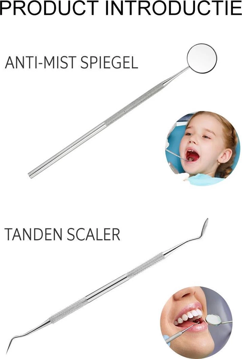 Newide Professionele Tandarts Set Met Luxe Etui – Tandsteen Verwijderaar – RVS Tandarts Setje – Tandenstokers – Tandartshaakje – Tand Verzorging Gereedschap Set – Tandplak Verwijderaar - Afbeelding 2