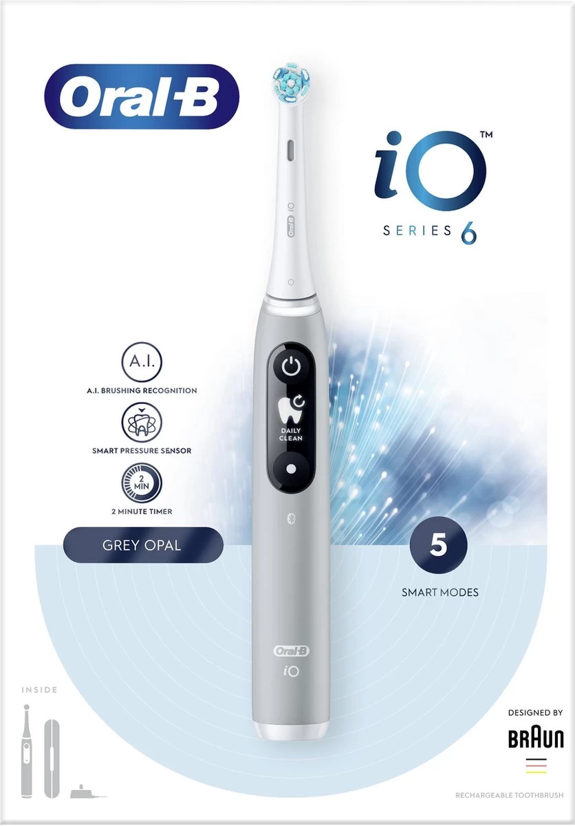 Oral B Oral-B IO - 6 - Opal Grey-Elektrische Tandenborstel Met Revolutionaire Magnetische Technologie Powered By Braun - Afbeelding 3