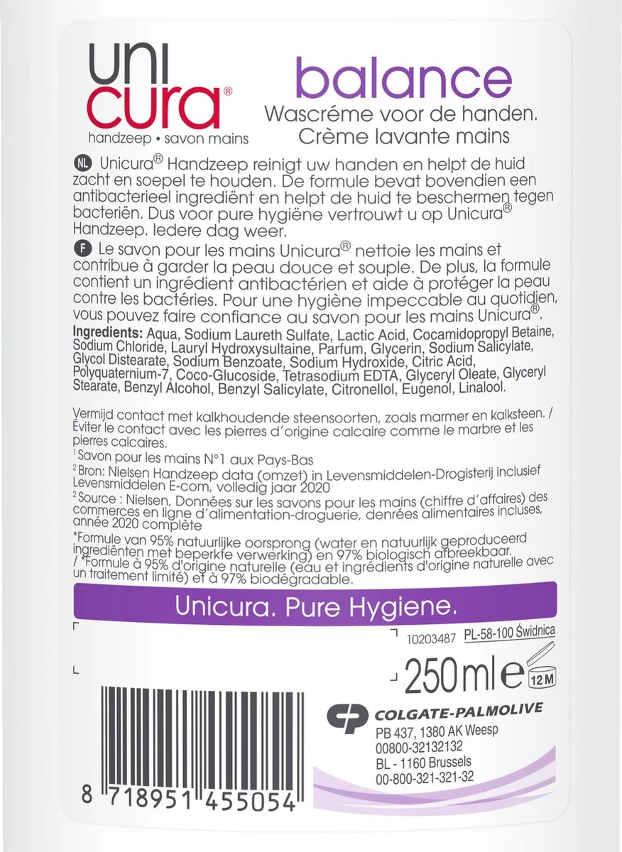 Unicura Balans Antibacteriële Vloeibare Handzeep - 6 X 250 Ml - Voordeelverpakking - Afbeelding 6