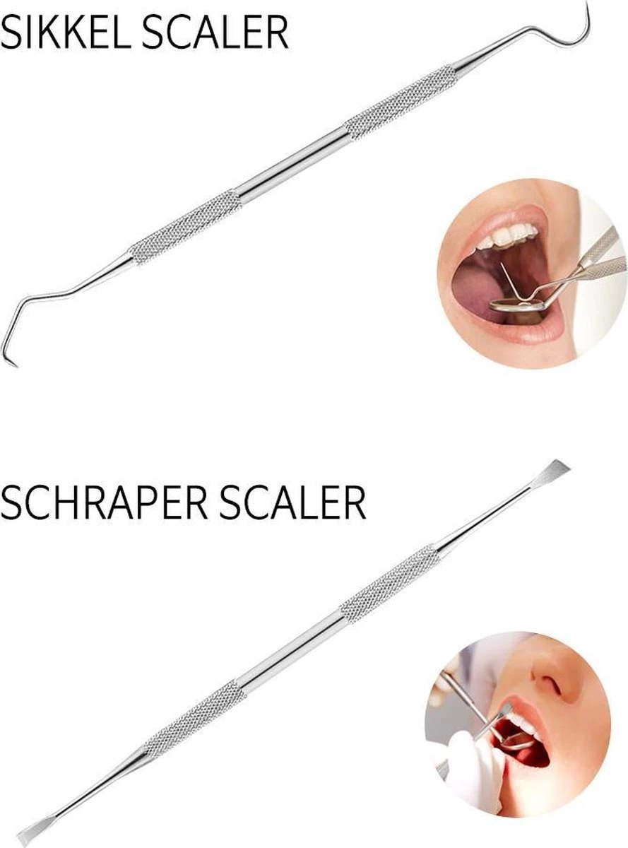 Newide Professionele Tandarts Set Met Luxe Etui – Tandsteen Verwijderaar – RVS Tandarts Setje – Tandenstokers – Tandartshaakje – Tand Verzorging Gereedschap Set – Tandplak Verwijderaar - Afbeelding 3