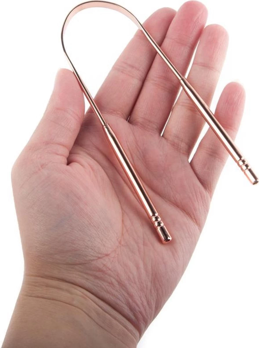 Merkloos Tongschraper - Tongreiniger – Mondhygiëne - Mondverzorging – Tanden Poetsen - Rose Goud - Afbeelding 2