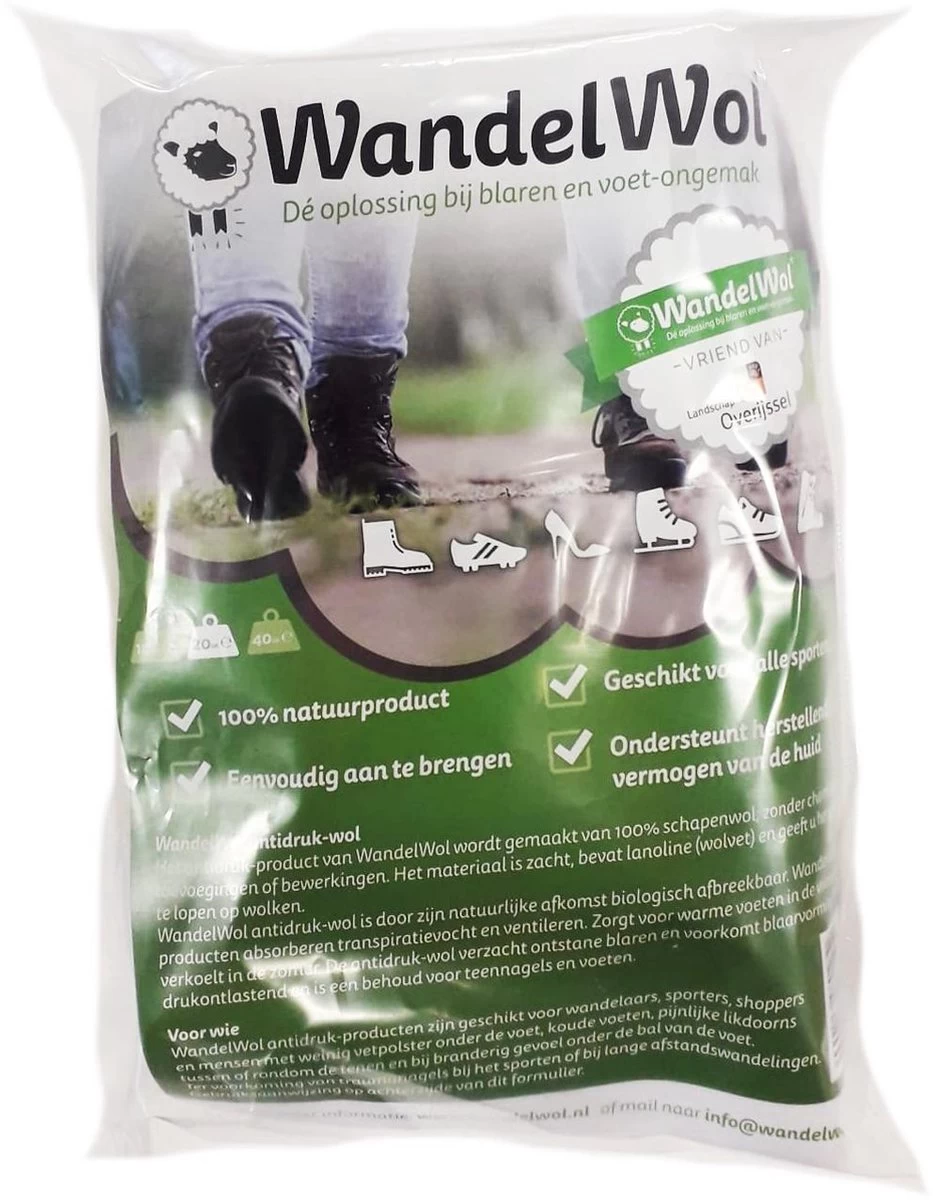 Merkloos WandelWol 20 Gram - De Oplossing Bij Blaren Drukplekken En Voet Ongemak