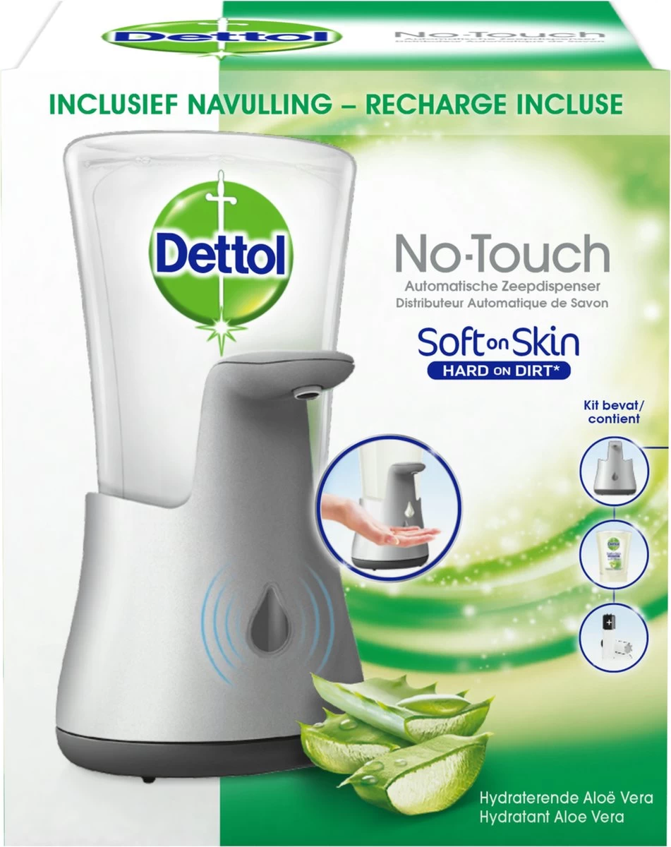 Dettol - Handzeep - Automatische Zeepdispenser - No Touch - Met Navulling Hydraterende Aloë Vera 250ml - Antibacterieel