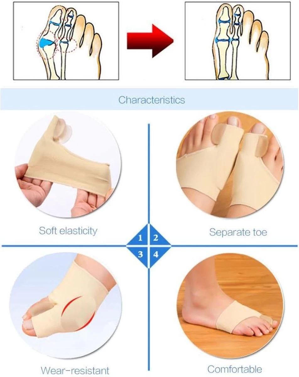 Merkloos Hallux Valgus Teen Spreider/Corrector Knobbel Teen Corrector |bunion | Eeltknobbel | Teen Rechtzetten | Comfortabel - Afbeelding 3